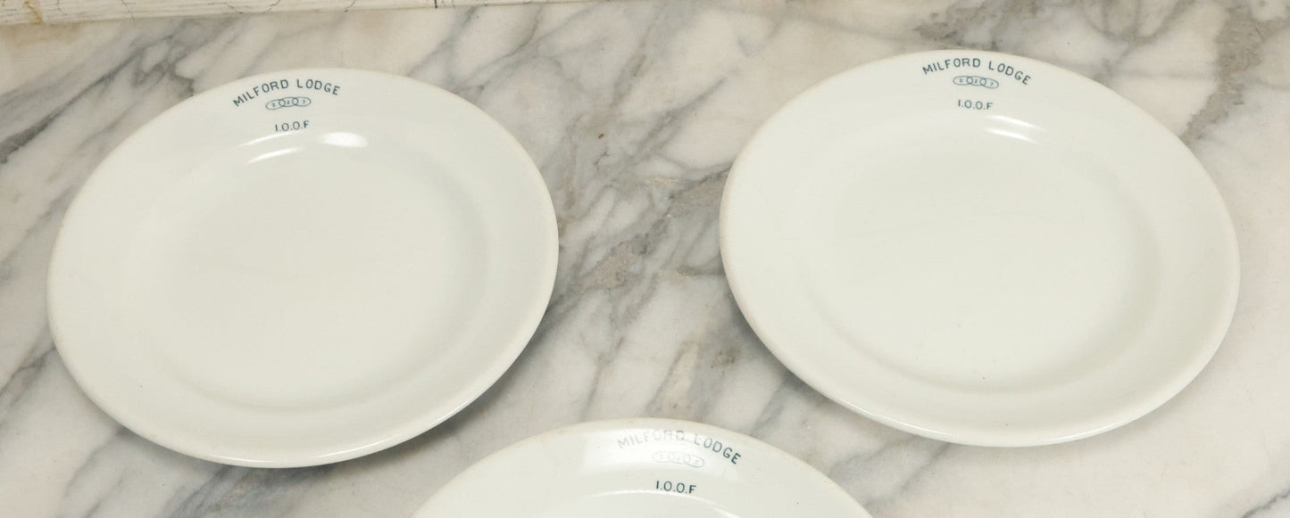 Lot 022 - Grouping Of Three Odd Fellows I.O.O.F. Milford Lodge No. 223, Massachusetts, Dinnerware Plates, By Grindley Hotel Ware, England