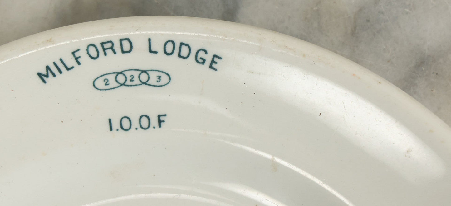 Lot 022 - Grouping Of Three Odd Fellows I.O.O.F. Milford Lodge No. 223, Massachusetts, Dinnerware Plates, By Grindley Hotel Ware, England