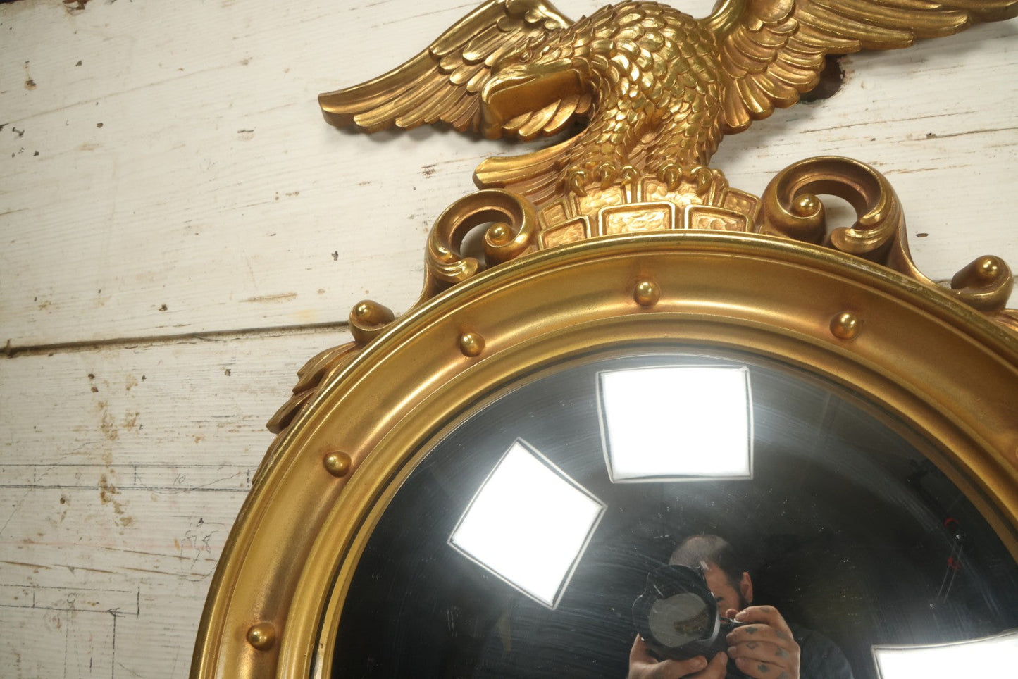 Lot 025 - Vintage Syroco Eagle Convex Mirror Wall Hanger, By Syroco Inc., No. 4010, Copyright 1960