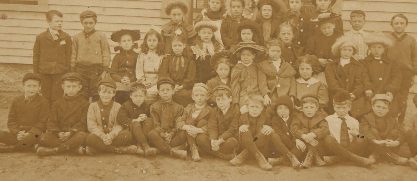Lot 039 - Pair Of Antique Boarded Photographs Of School Children Outside Of Schoolhouse, Including Hall Place School, Exeter, New Hampshire