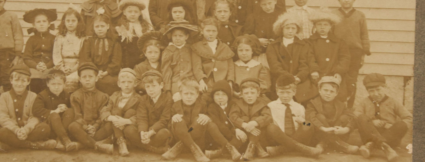 Lot 039 - Pair Of Antique Boarded Photographs Of School Children Outside Of Schoolhouse, Including Hall Place School, Exeter, New Hampshire