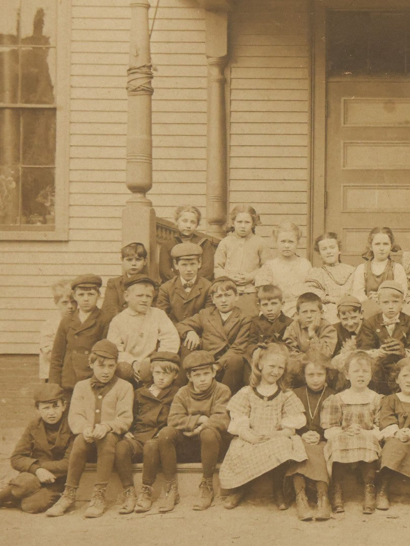 Lot 039 - Pair Of Antique Boarded Photographs Of School Children Outside Of Schoolhouse, Including Hall Place School, Exeter, New Hampshire