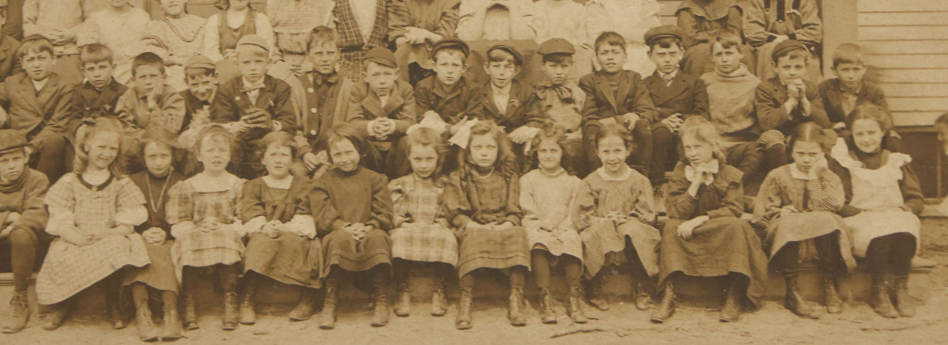 Lot 039 - Pair Of Antique Boarded Photographs Of School Children Outside Of Schoolhouse, Including Hall Place School, Exeter, New Hampshire