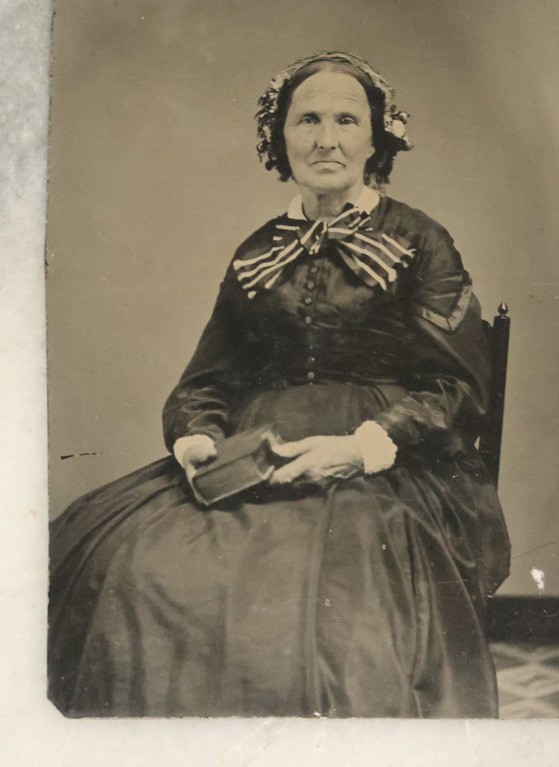Lot 040 - Grouping Of Five Antique Tintype Photographs Of Women Posing With Books