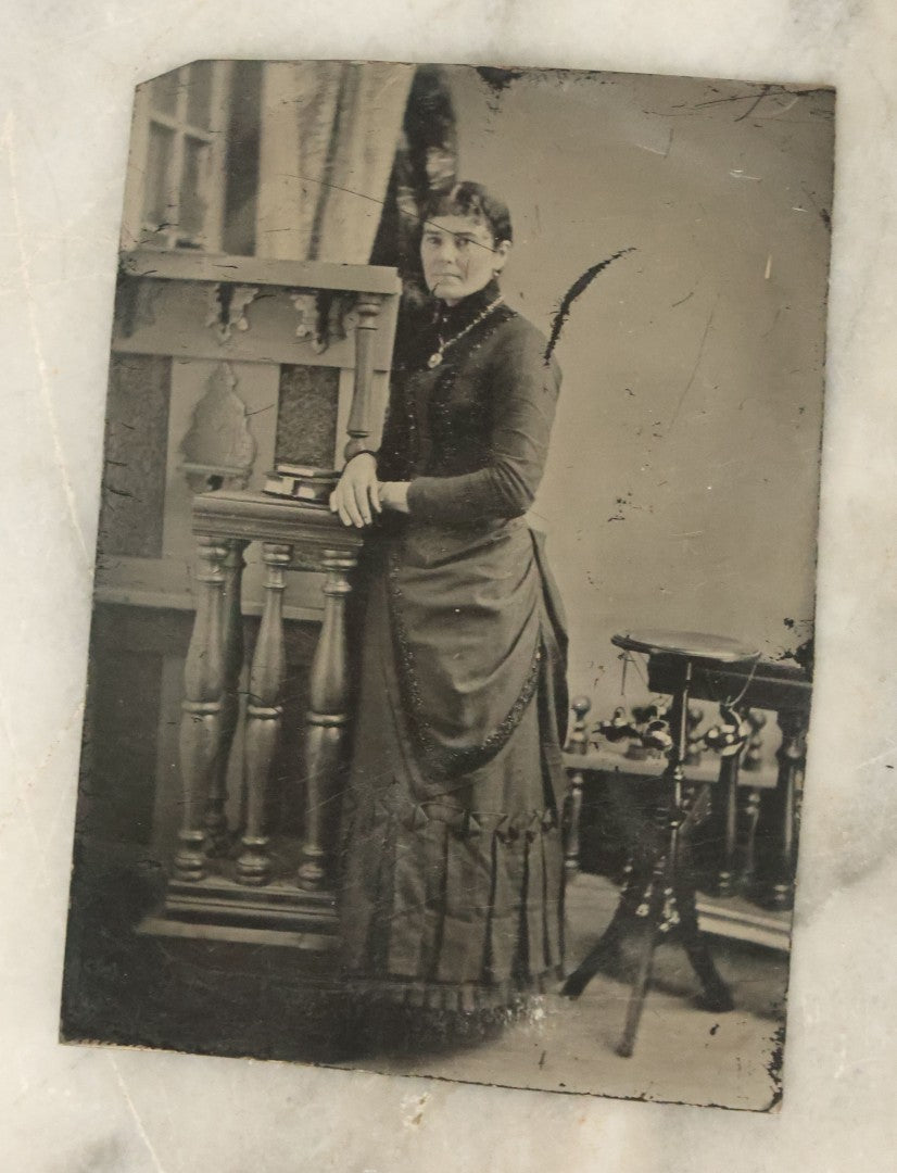 Lot 040 - Grouping Of Five Antique Tintype Photographs Of Women Posing With Books