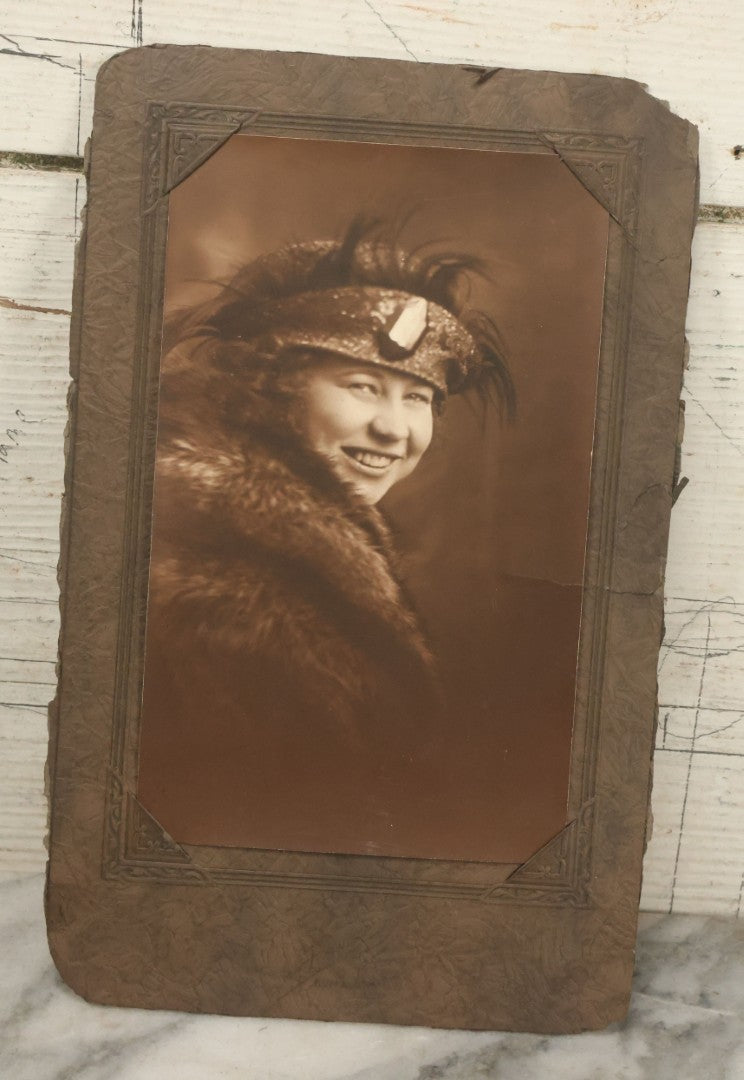 Lot 041 - Grouping Of Four Antique And Vintage Photographs Of Women In Hats, Including Cabinet Card And Carte De Visite C.D.V Photograph, Including Cabinet Card From Hutchings Railroad Photo Car