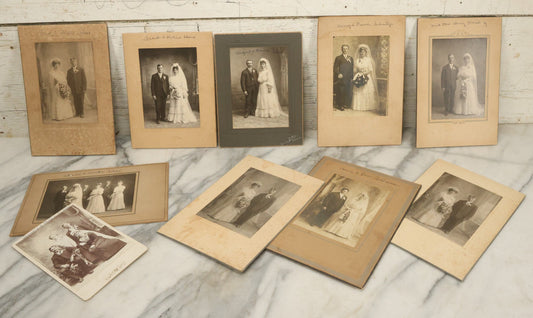 Lot 042 - Grouping Of Ten Antique Boarded Photographs Of Weddings, Many With Identification, Some Duplicates