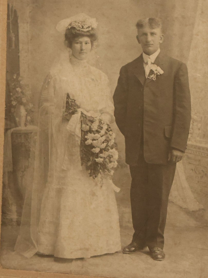 Lot 042 - Grouping Of Ten Antique Boarded Photographs Of Weddings, Many With Identification, Some Duplicates