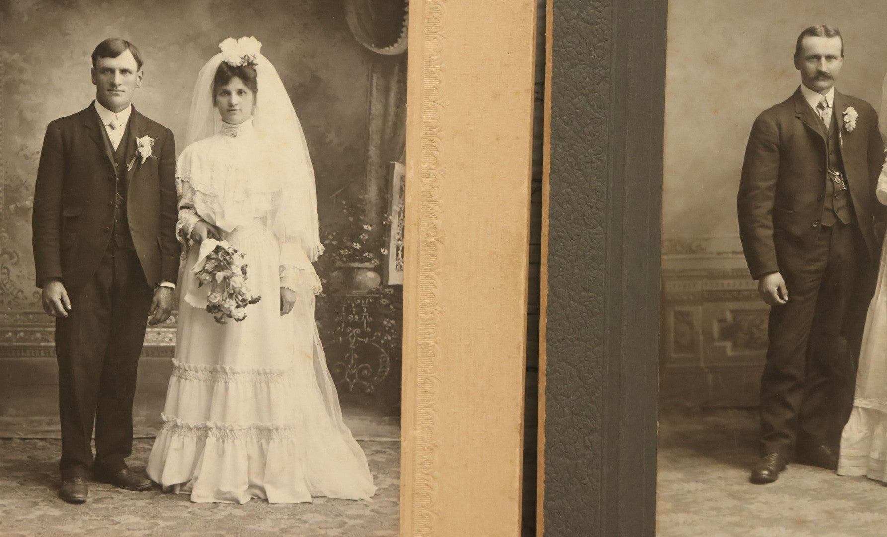Lot 042 - Grouping Of Ten Antique Boarded Photographs Of Weddings, Many With Identification, Some Duplicates