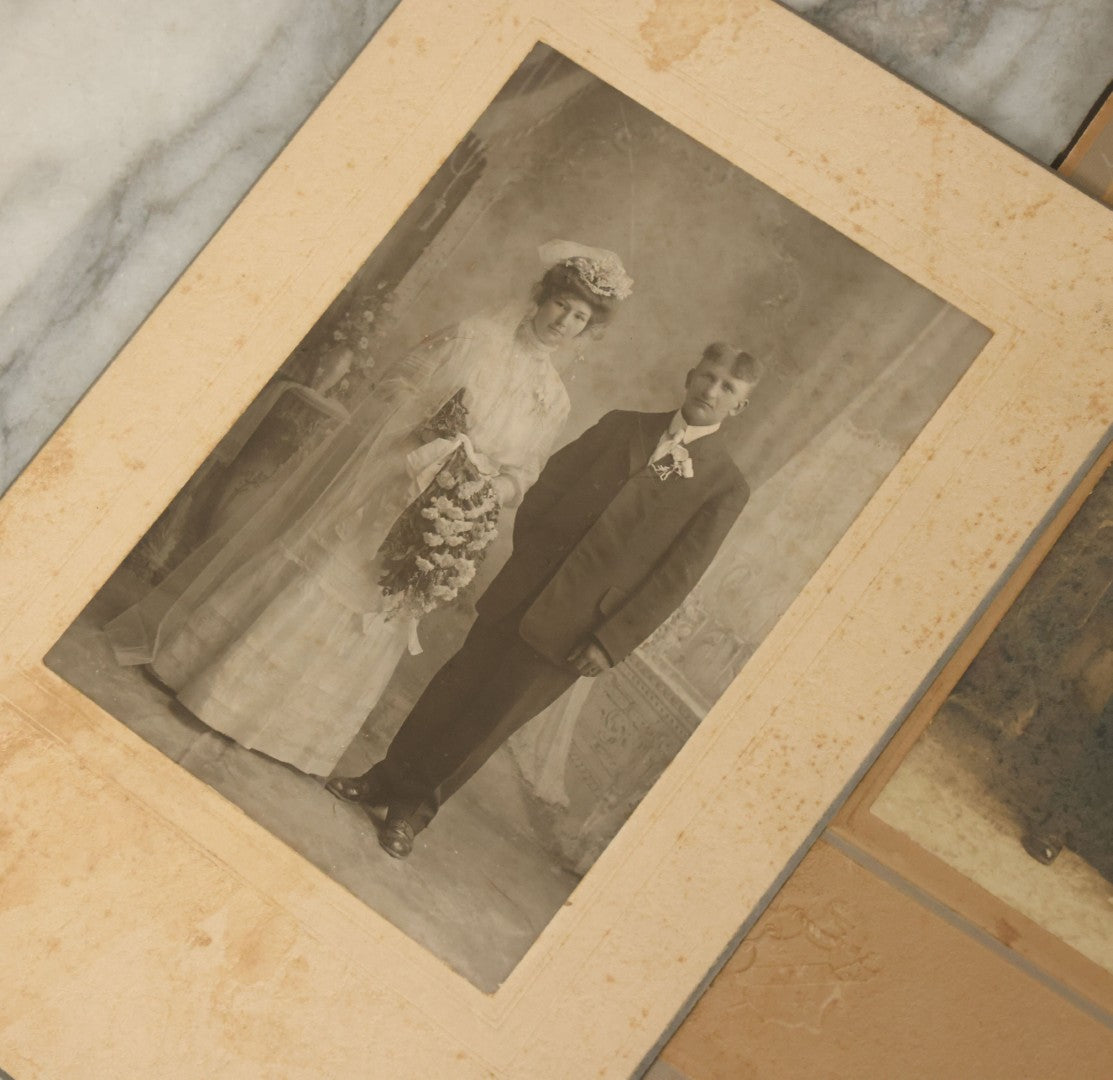 Lot 042 - Grouping Of Ten Antique Boarded Photographs Of Weddings, Many With Identification, Some Duplicates