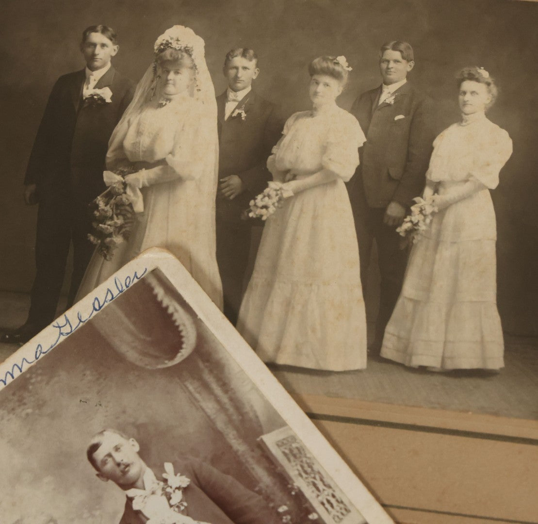 Lot 042 - Grouping Of Ten Antique Boarded Photographs Of Weddings, Many With Identification, Some Duplicates