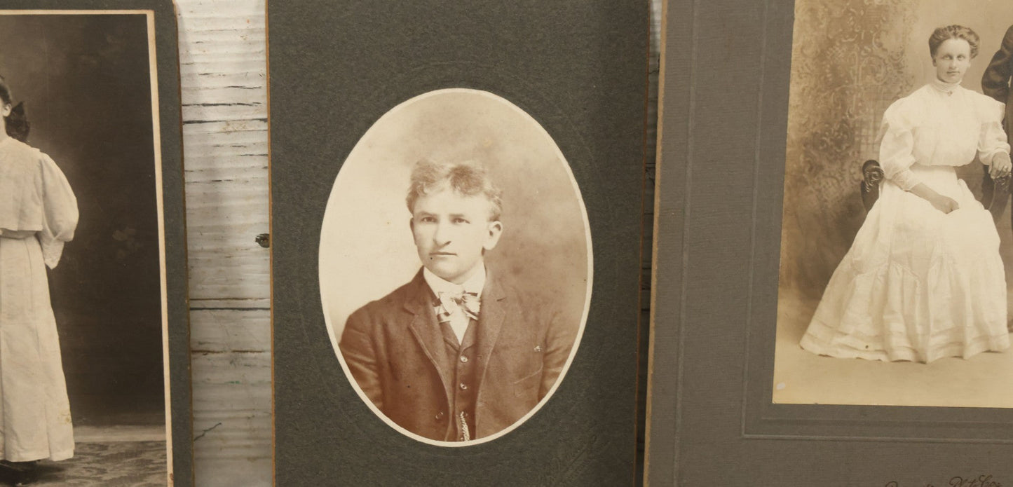 Lot 043 - Grouping Of Thirteen Antique Boarded And Cabinet Card Photographs Of Men, Women And Children, Some With Identifications, Mostly Out Of Wisconsin
