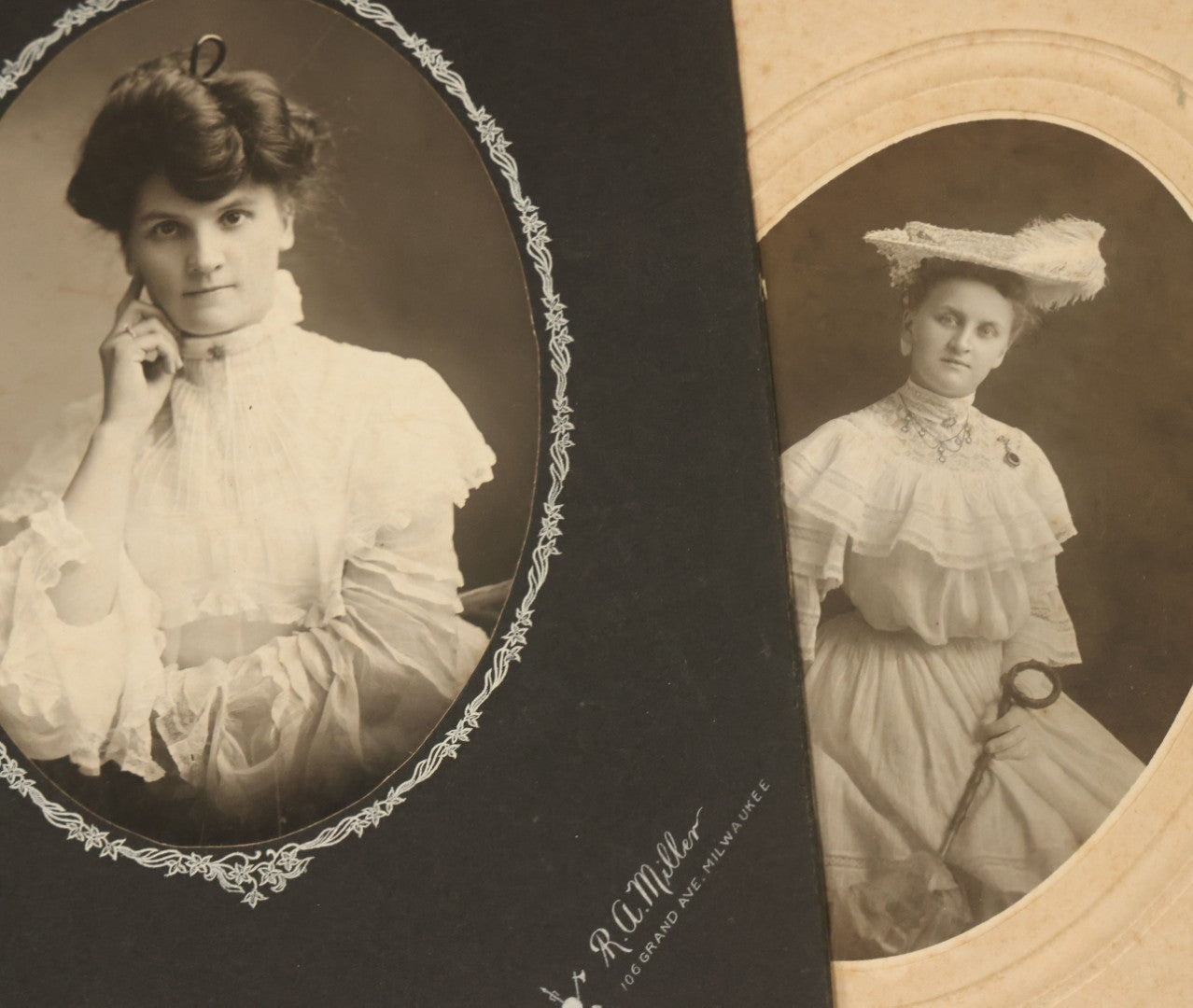 Lot 043 - Grouping Of Thirteen Antique Boarded And Cabinet Card Photographs Of Men, Women And Children, Some With Identifications, Mostly Out Of Wisconsin