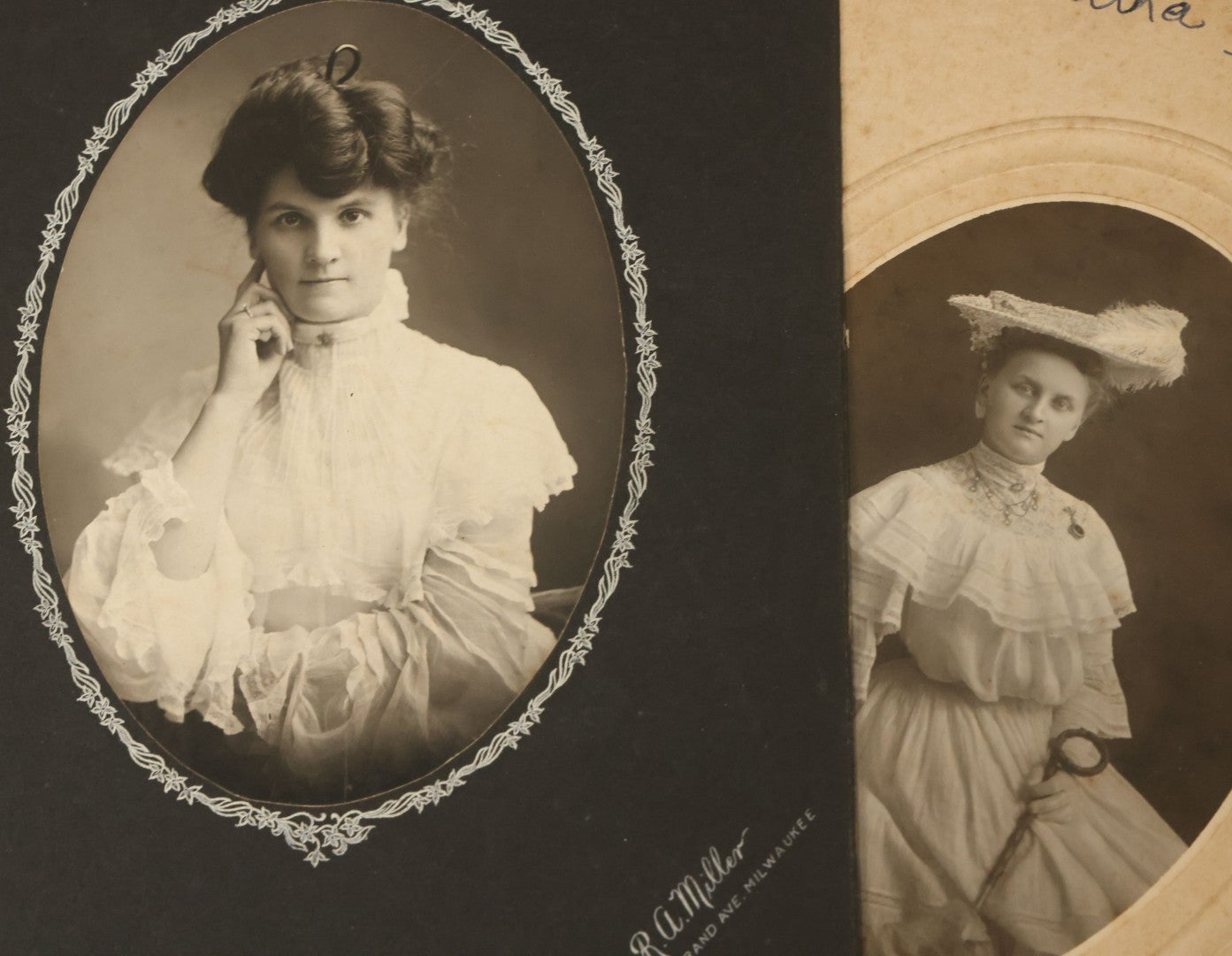 Lot 043 - Grouping Of Thirteen Antique Boarded And Cabinet Card Photographs Of Men, Women And Children, Some With Identifications, Mostly Out Of Wisconsin