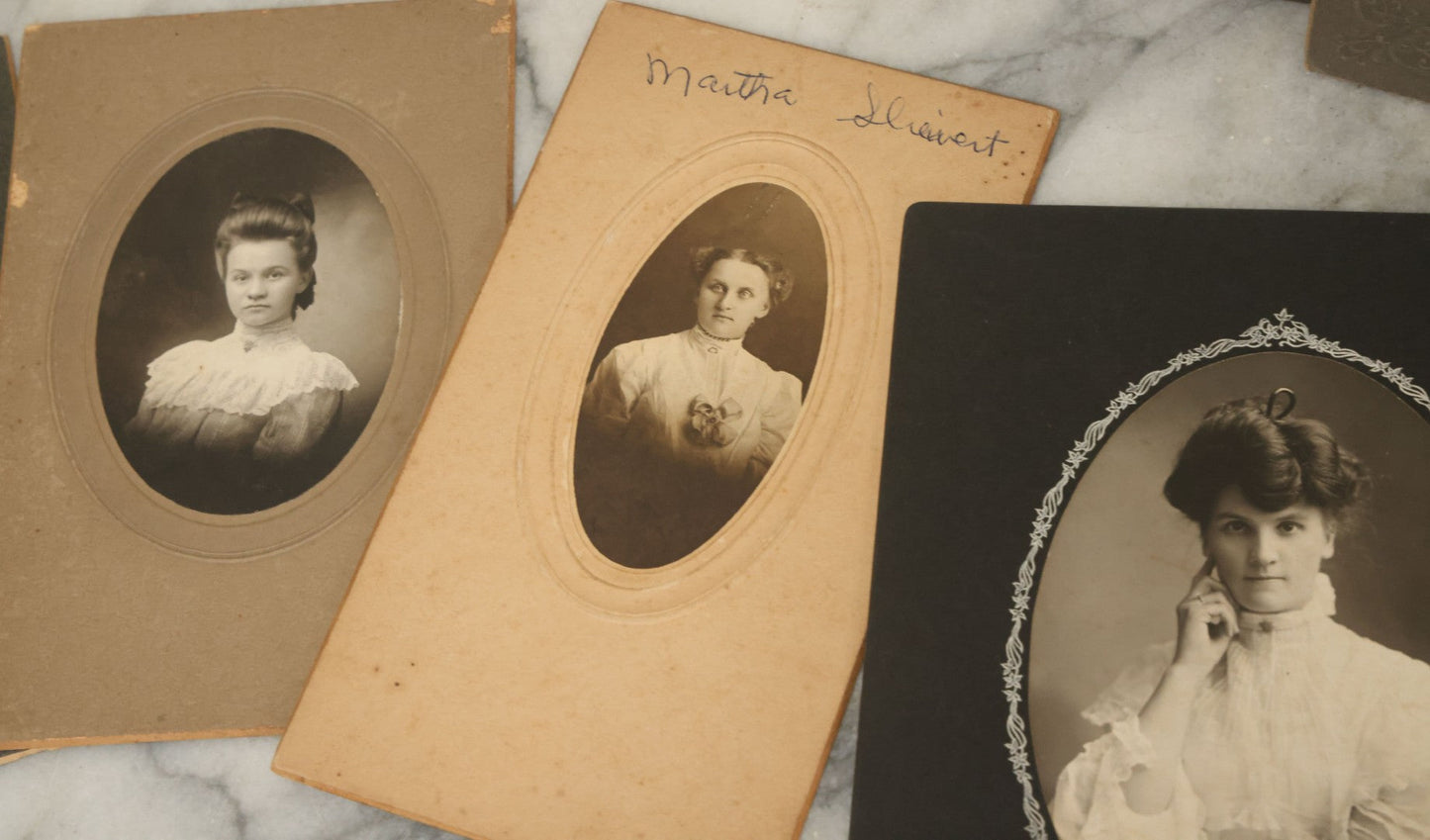 Lot 043 - Grouping Of Thirteen Antique Boarded And Cabinet Card Photographs Of Men, Women And Children, Some With Identifications, Mostly Out Of Wisconsin
