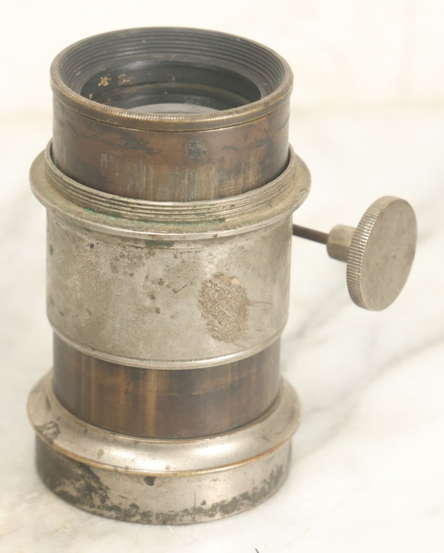 Lot 001 - Antique Wooden Camera By American Optical Company, Scovill Manufacturing Company, Proprietors, With New York, With Lens (Does Not Fit Camera) And Case From M.B. Loughman Photographic Apparatus, Boston - See Condition Notes