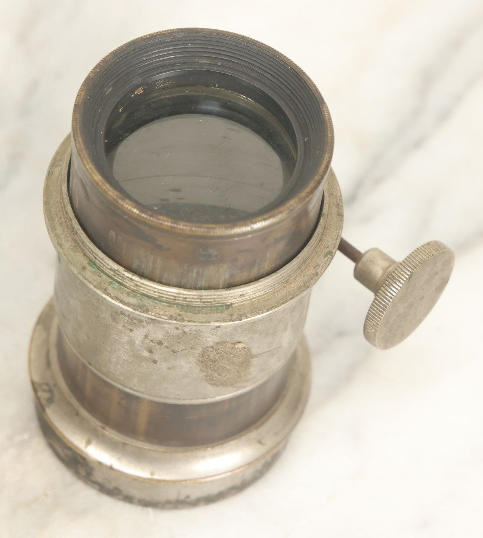 Lot 001 - Antique Wooden Camera By American Optical Company, Scovill Manufacturing Company, Proprietors, With New York, With Lens (Does Not Fit Camera) And Case From M.B. Loughman Photographic Apparatus, Boston - See Condition Notes