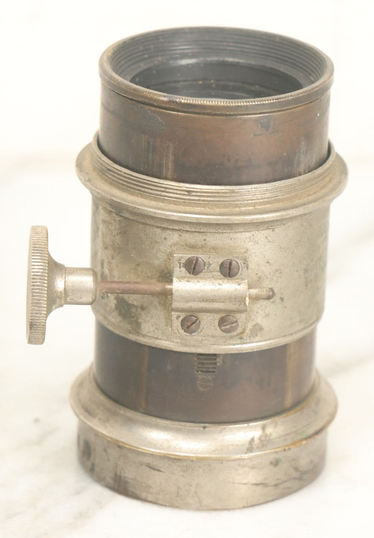 Lot 001 - Antique Wooden Camera By American Optical Company, Scovill Manufacturing Company, Proprietors, With New York, With Lens (Does Not Fit Camera) And Case From M.B. Loughman Photographic Apparatus, Boston - See Condition Notes
