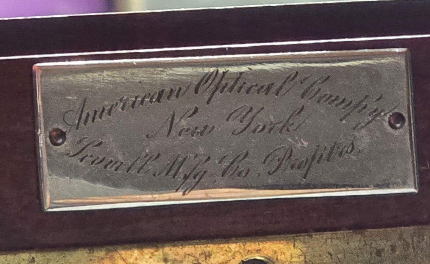 Lot 001 - Antique Wooden Camera By American Optical Company, Scovill Manufacturing Company, Proprietors, With New York, With Lens (Does Not Fit Camera) And Case From M.B. Loughman Photographic Apparatus, Boston - See Condition Notes