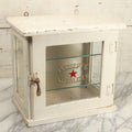 Lot 003 - Antique Wooden Barber Shop Antiseptic Sterilizer Cabinet With Glass Sides, Two Glass Shelves, And White Paint, Some Chipping To Shelves, Overall Dimensions Of Cabinet 13"L x 8-1/2"W x 12"H