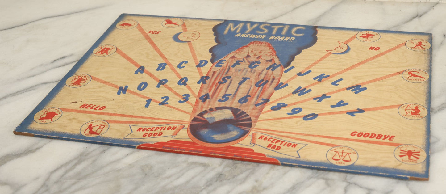 Lot 004 - Vintage Mystic Answer Board Ouija Talking Spirit Board, Copyright 1944 By J.S.W., Remington-Morse, Chicago & New York