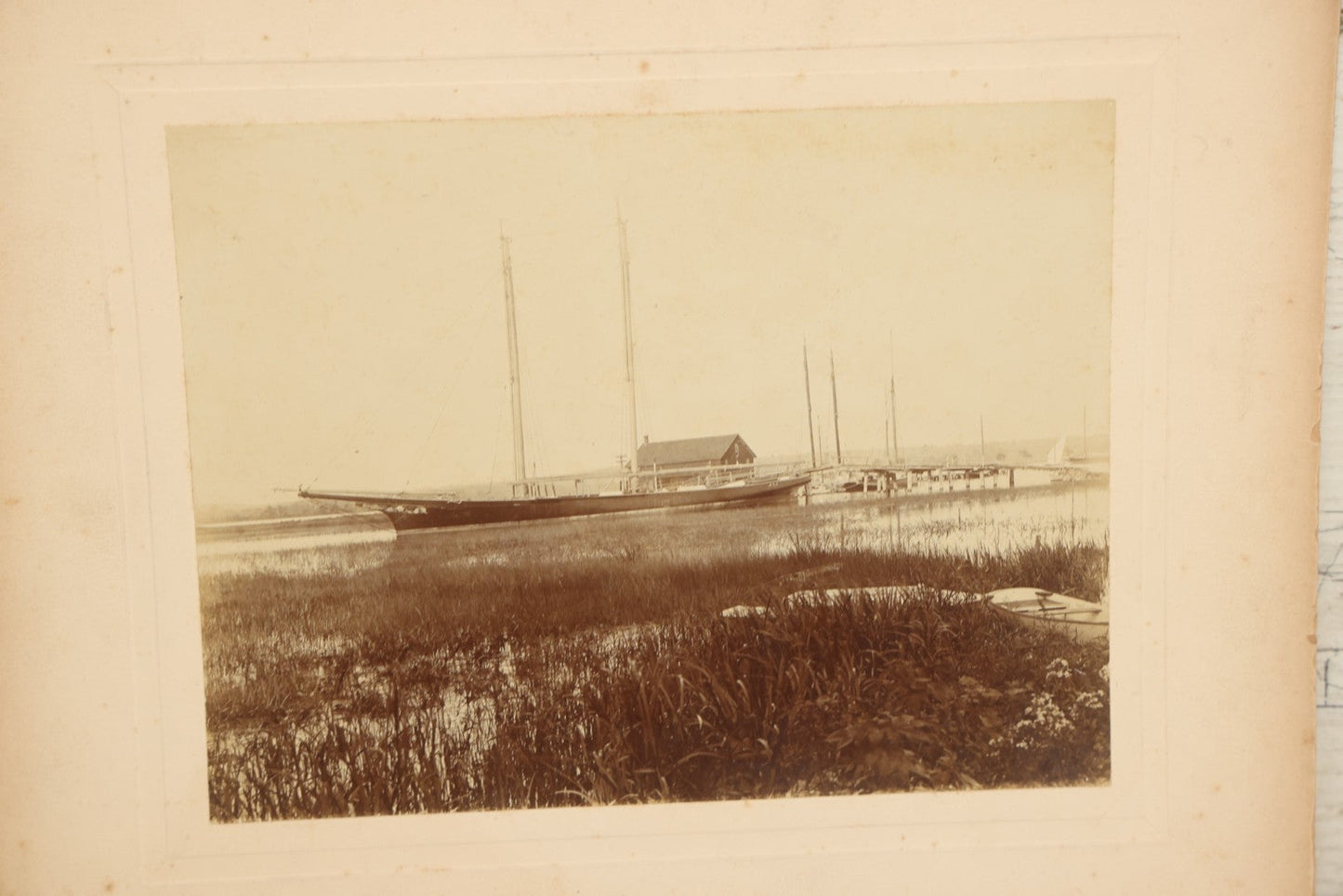 Lot 099 - Pair Of Antique Boarded Photographs Of  19th Century Wooden Yacht Schooner "Dauntless," Photographed In Essex Connecticut, Circa 1905