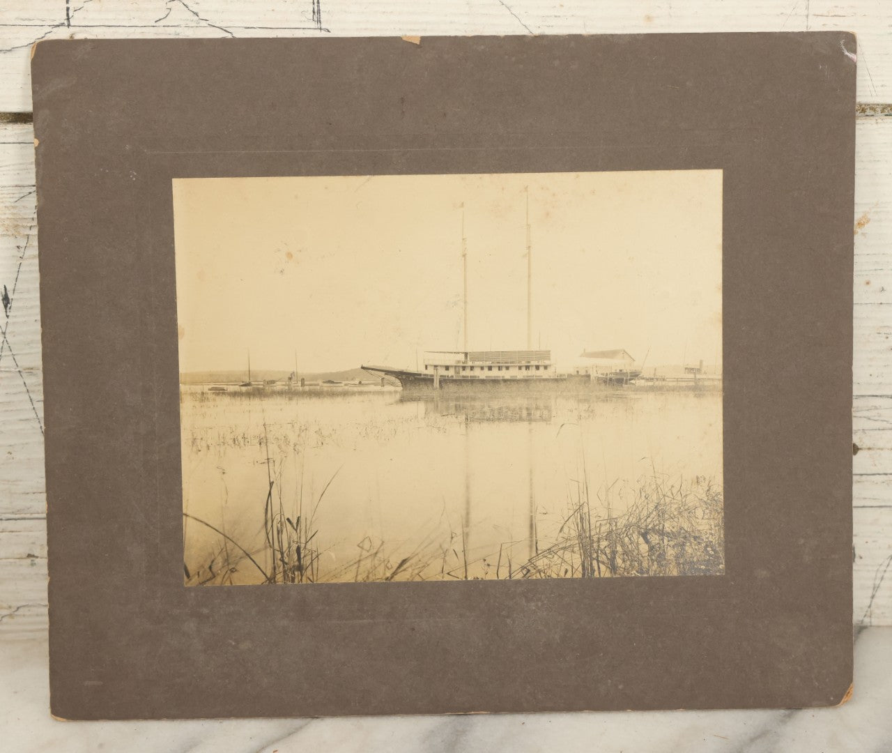Lot 099 - Pair Of Antique Boarded Photographs Of  19th Century Wooden Yacht Schooner "Dauntless," Photographed In Essex Connecticut, Circa 1905