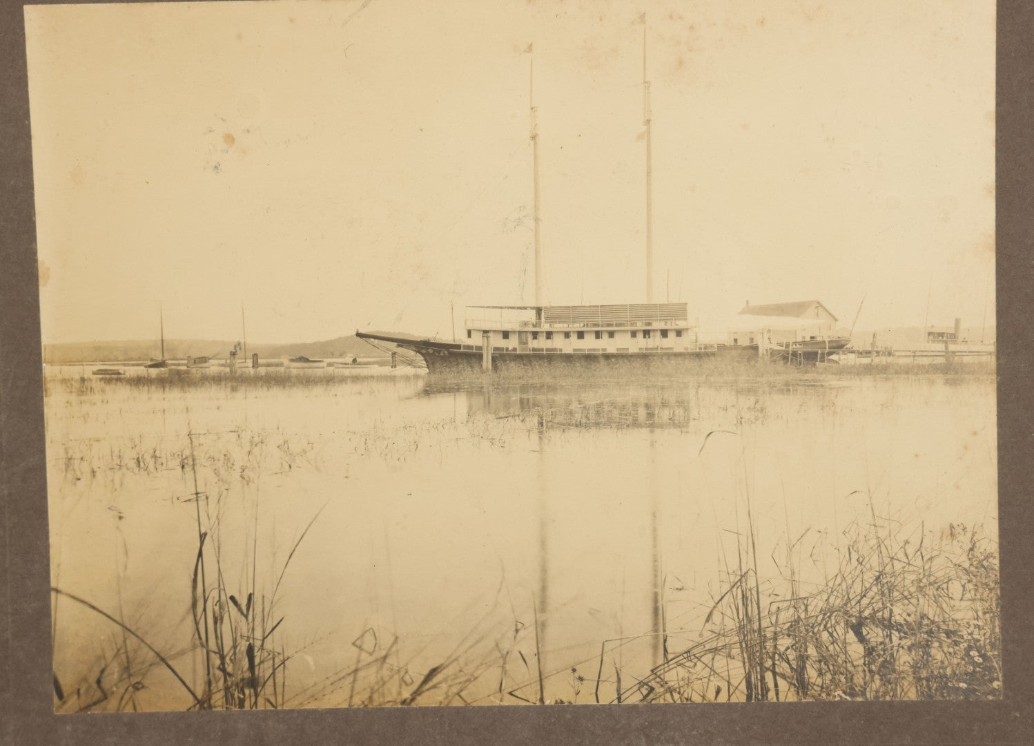 Lot 099 - Pair Of Antique Boarded Photographs Of  19th Century Wooden Yacht Schooner "Dauntless," Photographed In Essex Connecticut, Circa 1905