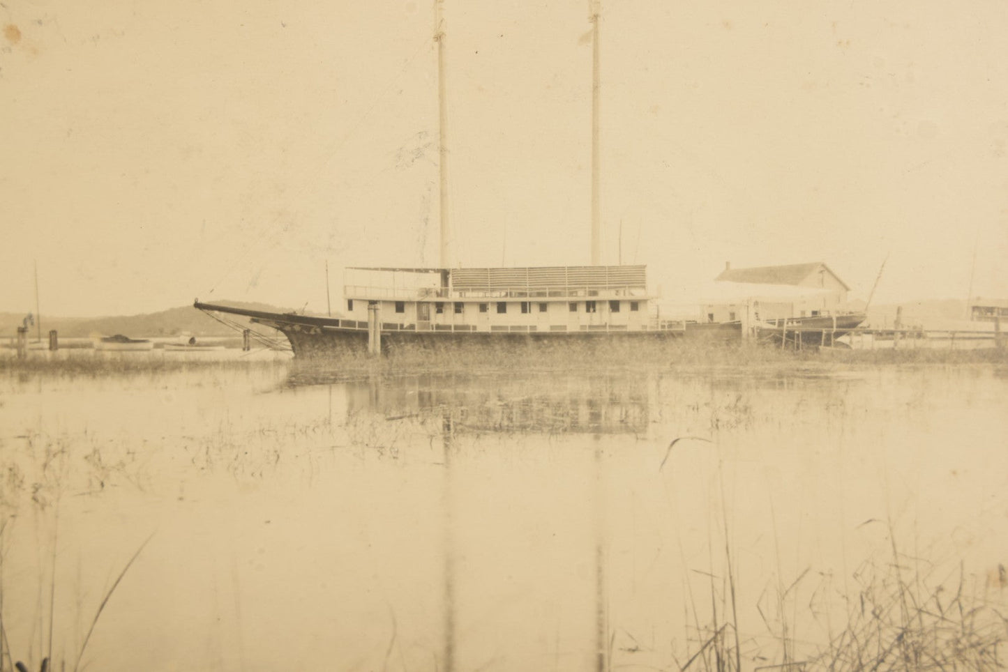 Lot 099 - Pair Of Antique Boarded Photographs Of  19th Century Wooden Yacht Schooner "Dauntless," Photographed In Essex Connecticut, Circa 1905