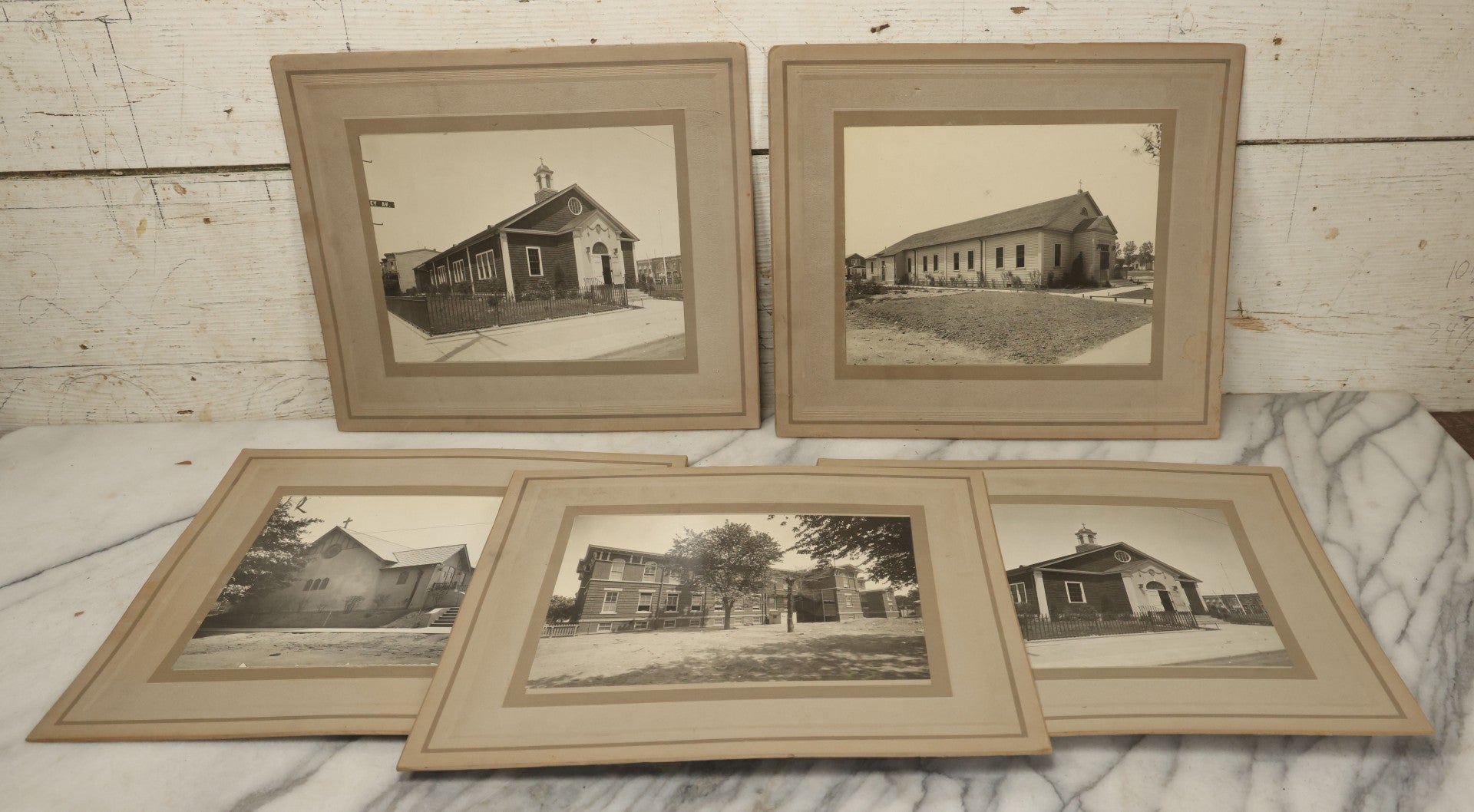 Lot 101 - Grouping Of Five Antique Boarded Photographs Of Churches, Likely In And Around New York City, Capitol Photo Service, Commercial Photographers, New York City