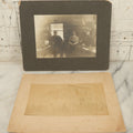 Lot 102 - Pair Of Antique Boarded Occupational Photographs Including Man And Two Women In Office With Book Press, Typewriter, And Faded Photo Of People Posing Outside Of General Store