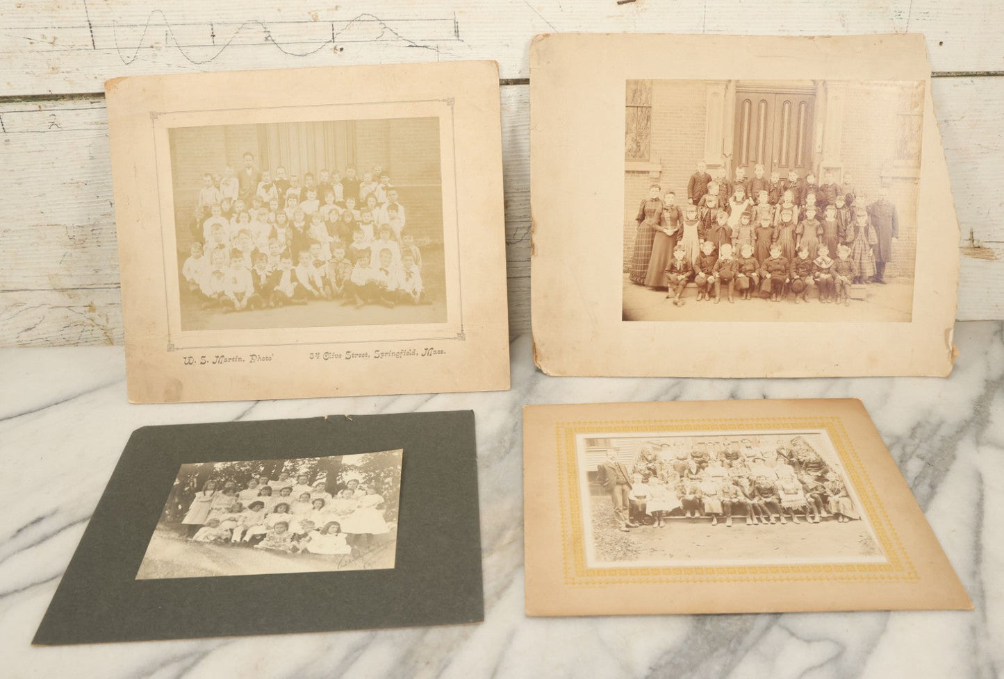 Lot 104 - Grouping Of Four Antique Boarded Photographs Of School Children, Including Springfield, Massachusetts, Others