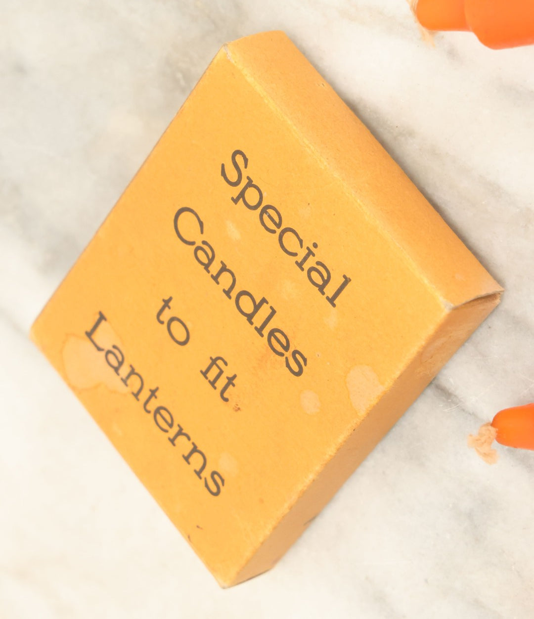 Lot 109 - Vintage Box Of Orange Halloween Candles, Quantity Four, With Witch Graphic On Box, "Special Candles To Fit Lanterns"
