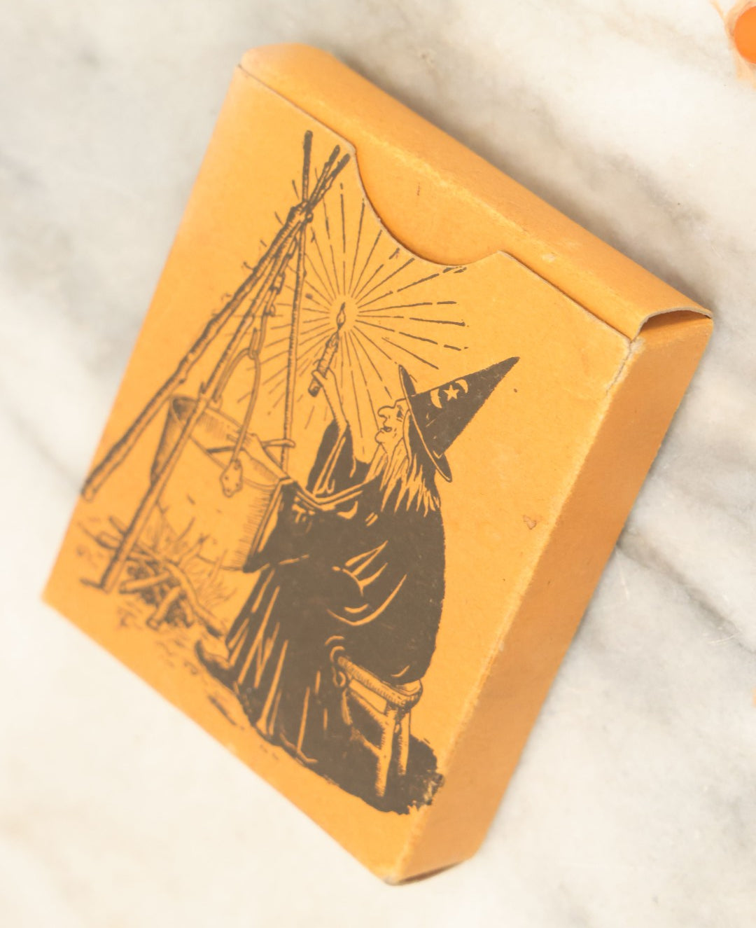 Lot 109 - Vintage Box Of Orange Halloween Candles, Quantity Four, With Witch Graphic On Box, "Special Candles To Fit Lanterns"