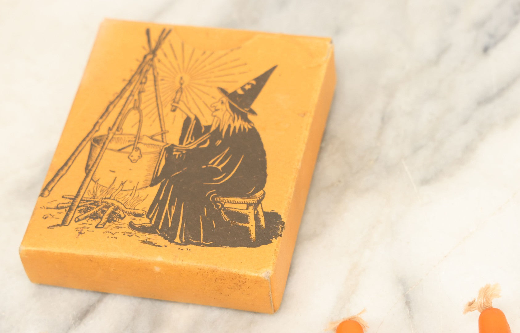 Lot 109 - Vintage Box Of Orange Halloween Candles, Quantity Four, With Witch Graphic On Box, "Special Candles To Fit Lanterns"