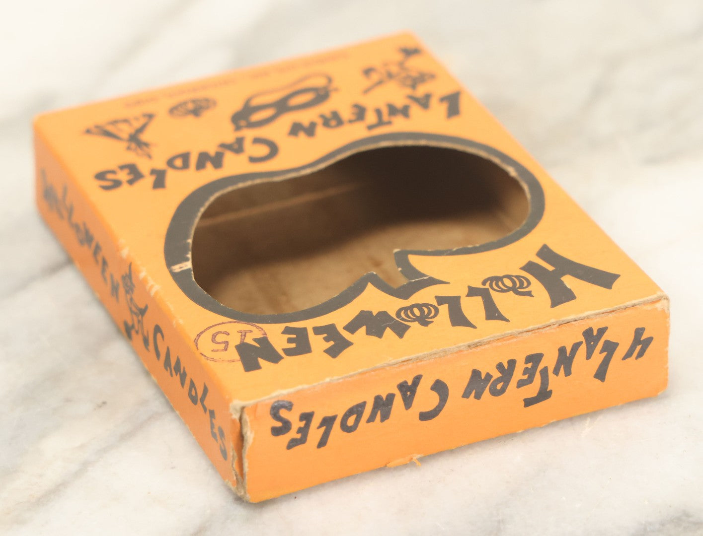 Lot 110 - Vintage Box Of Orange Halloween Candles, Quantity Three (One Missing), "Lantern Candles" With Pumpkin Cut Out Box Design, By Candle-Lite Inc., Cincinnati, Ohio