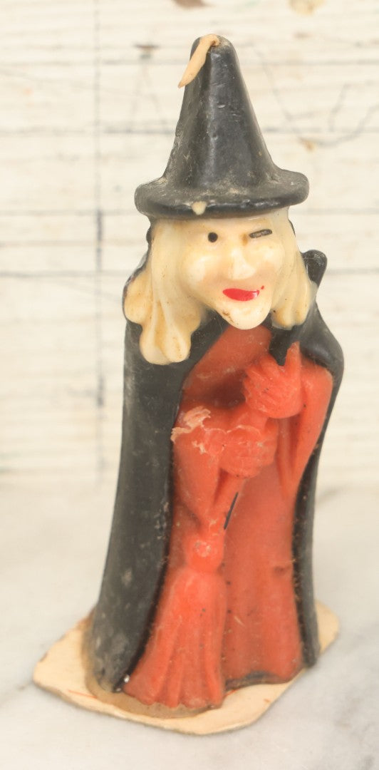 Lot 111 - Pair Of Vintage Halloween Wax Candle Figures Including Witch And Dracula, 5-3/8" And 5-3/4" Height Respectively