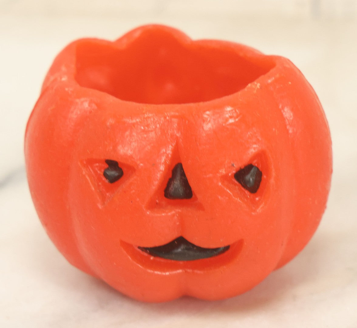 Lot 112 - Grouping Of Five Vintage Halloween Wax Candle Figures, Pumpkin Jack-O-Lantern J.O.L. Candles, Including Pumpkins With Black Cats In Mouths, By Gurley Novelty Co., Buffalo, New York