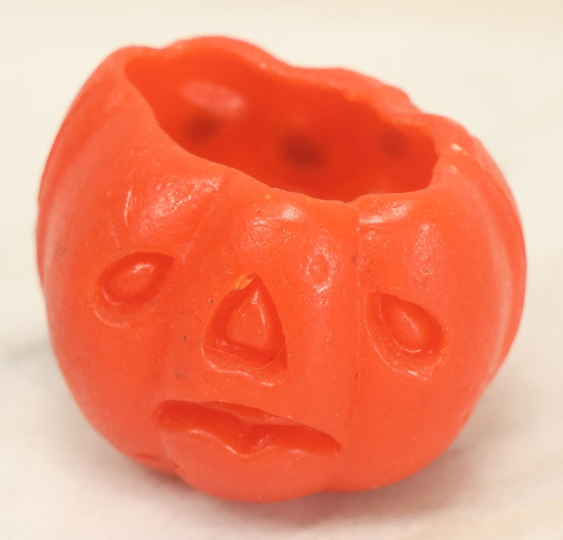 Lot 112 - Grouping Of Five Vintage Halloween Wax Candle Figures, Pumpkin Jack-O-Lantern J.O.L. Candles, Including Pumpkins With Black Cats In Mouths, By Gurley Novelty Co., Buffalo, New York
