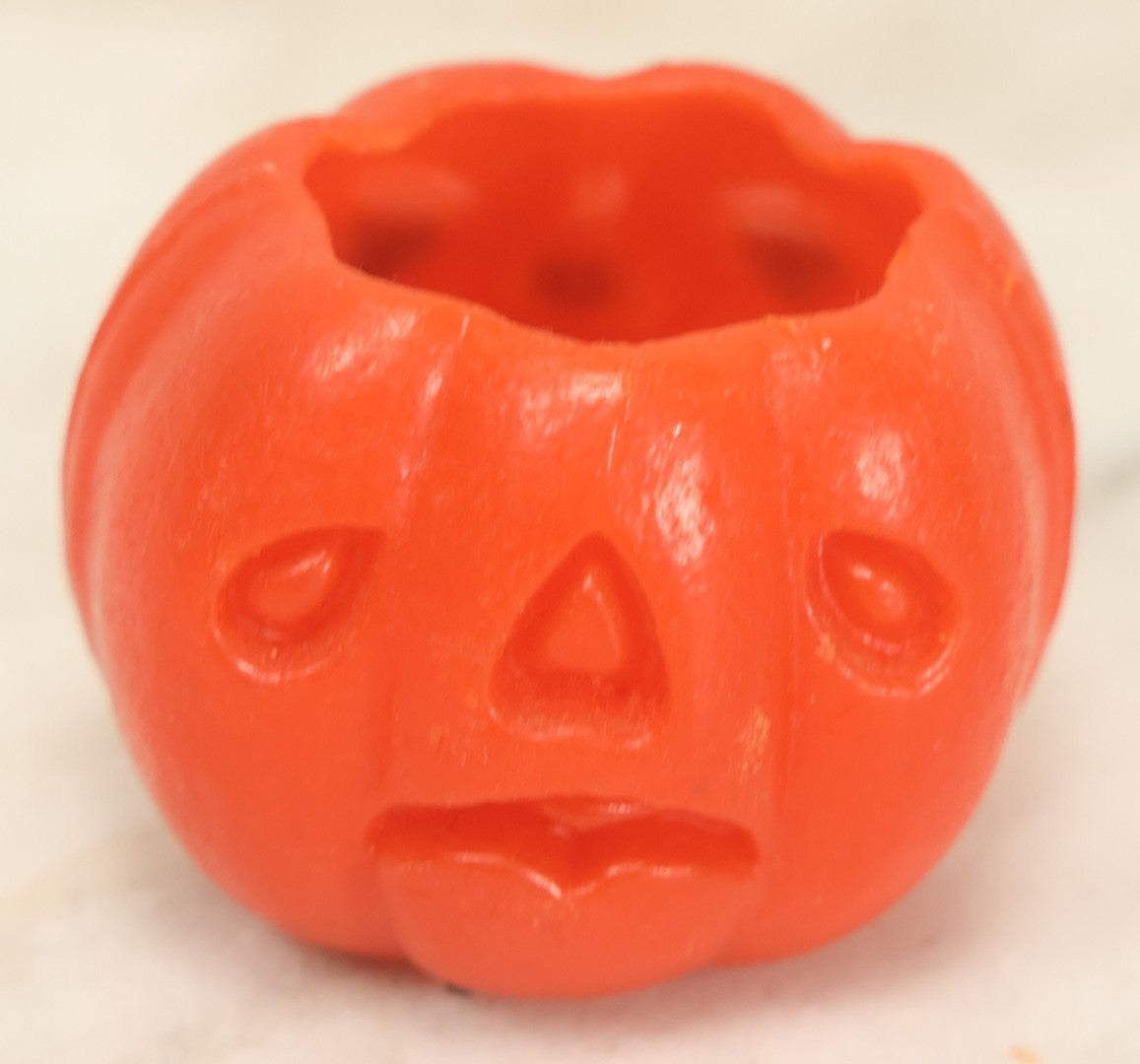 Lot 112 - Grouping Of Five Vintage Halloween Wax Candle Figures, Pumpkin Jack-O-Lantern J.O.L. Candles, Including Pumpkins With Black Cats In Mouths, By Gurley Novelty Co., Buffalo, New York