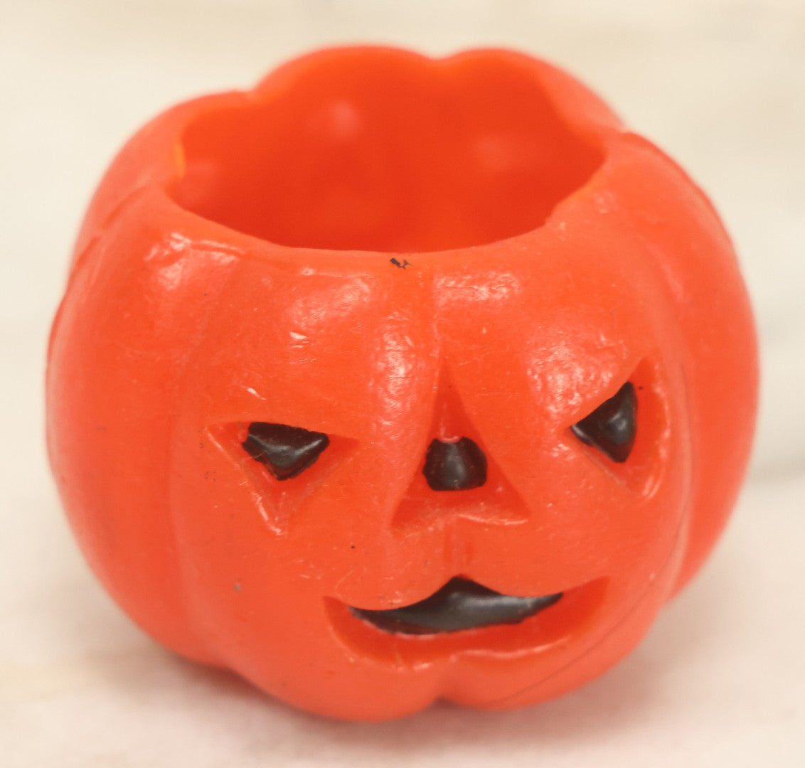 Lot 112 - Grouping Of Five Vintage Halloween Wax Candle Figures, Pumpkin Jack-O-Lantern J.O.L. Candles, Including Pumpkins With Black Cats In Mouths, By Gurley Novelty Co., Buffalo, New York