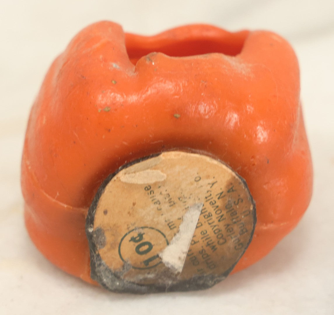 Lot 112 - Grouping Of Five Vintage Halloween Wax Candle Figures, Pumpkin Jack-O-Lantern J.O.L. Candles, Including Pumpkins With Black Cats In Mouths, By Gurley Novelty Co., Buffalo, New York