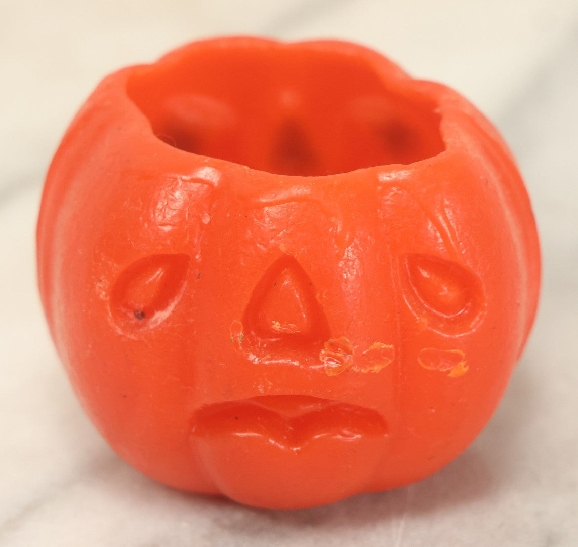 Lot 112 - Grouping Of Five Vintage Halloween Wax Candle Figures, Pumpkin Jack-O-Lantern J.O.L. Candles, Including Pumpkins With Black Cats In Mouths, By Gurley Novelty Co., Buffalo, New York