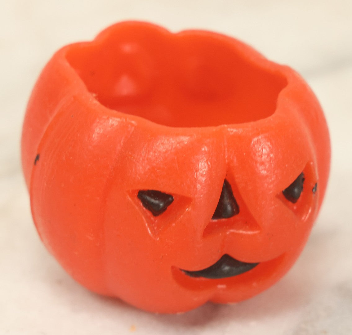 Lot 112 - Grouping Of Five Vintage Halloween Wax Candle Figures, Pumpkin Jack-O-Lantern J.O.L. Candles, Including Pumpkins With Black Cats In Mouths, By Gurley Novelty Co., Buffalo, New York