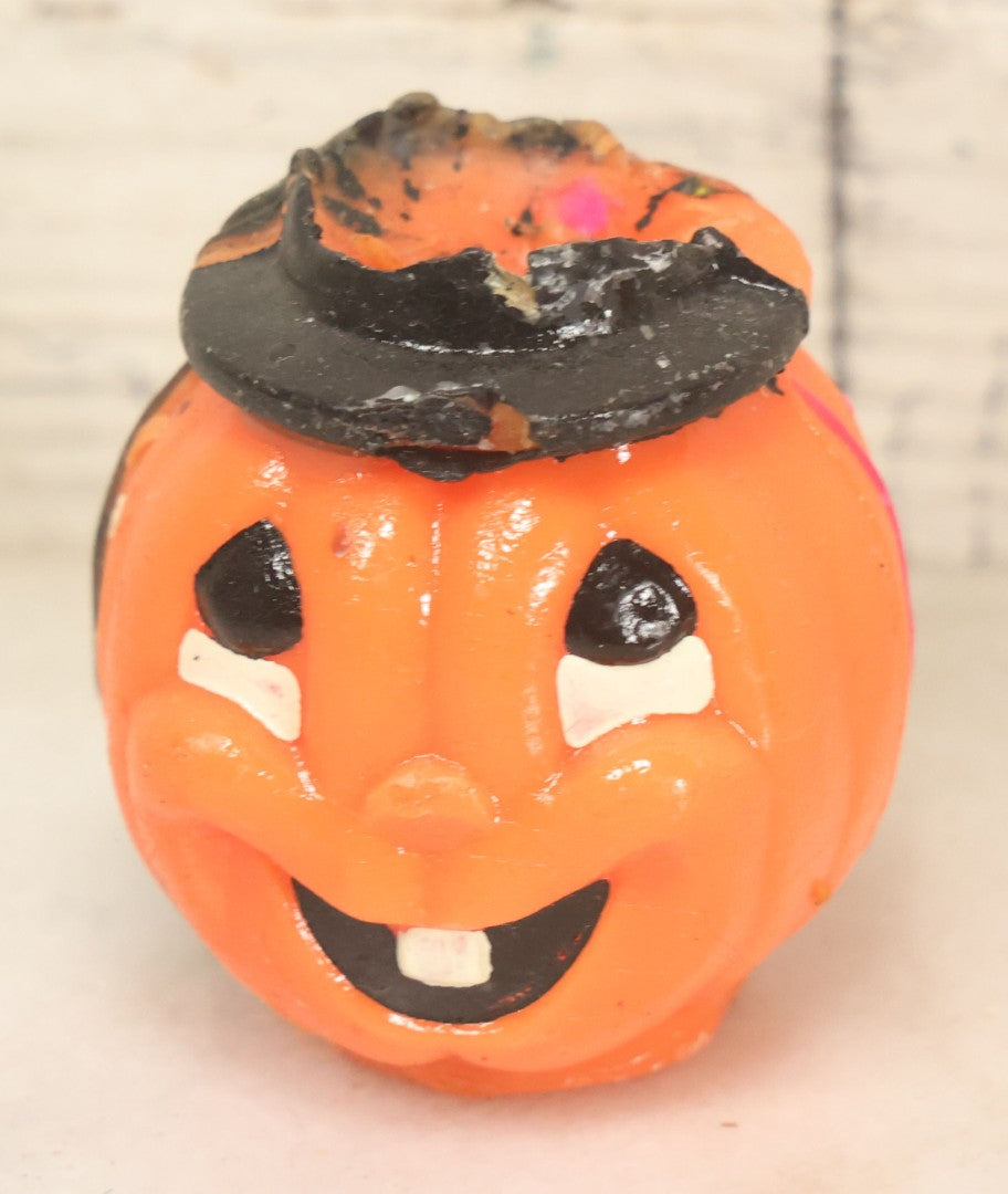 Lot 113 - Grouping Of Four Vintage Halloween Wax Candle Figures, Including Cat In Front Of Moon On Fence, Pumpkin Man, Both By Gurley Novelty Co., Buffalo, New York, And Remnants Of Two Other Pumpkin Candles