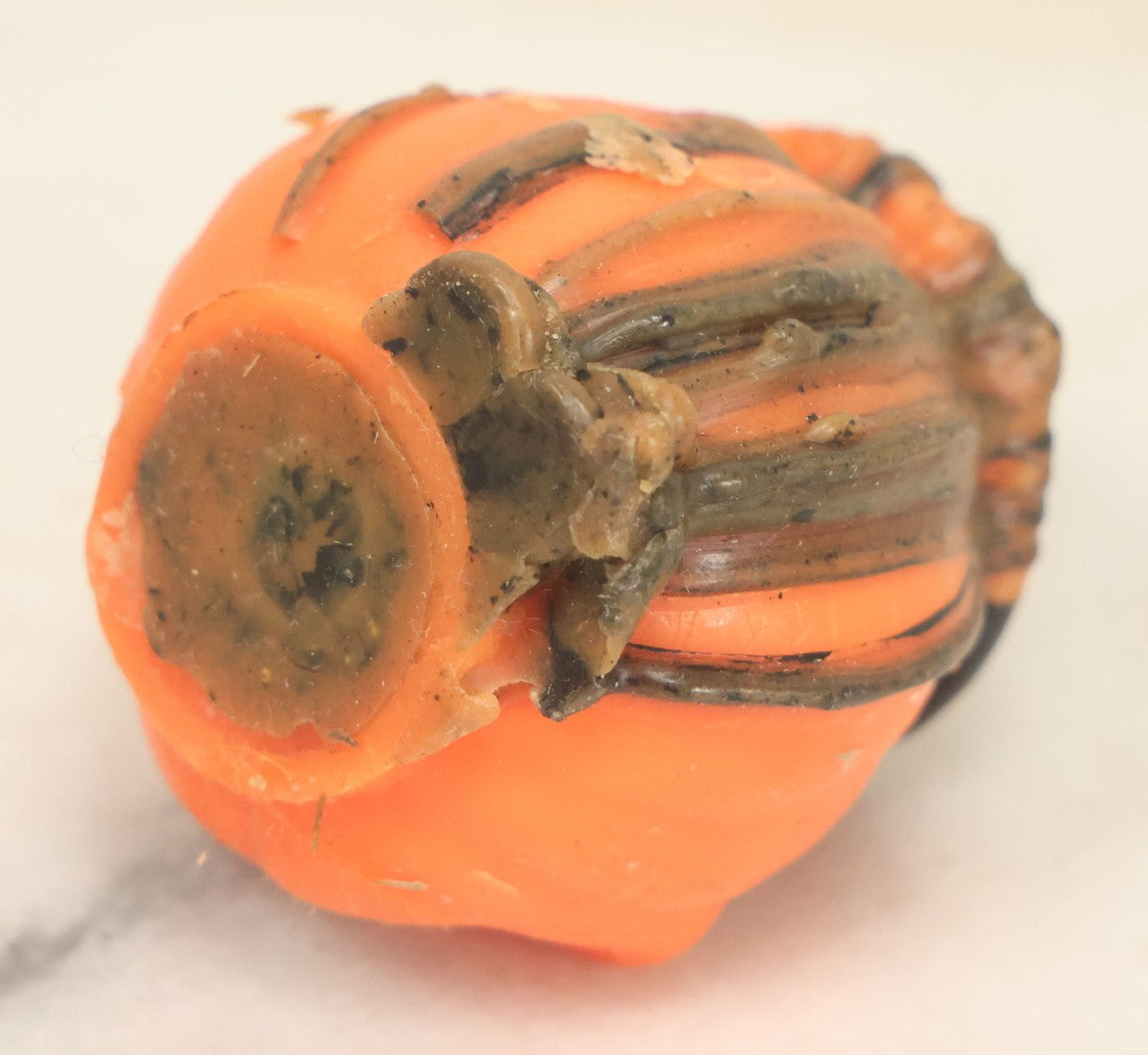 Lot 113 - Grouping Of Four Vintage Halloween Wax Candle Figures, Including Cat In Front Of Moon On Fence, Pumpkin Man, Both By Gurley Novelty Co., Buffalo, New York, And Remnants Of Two Other Pumpkin Candles