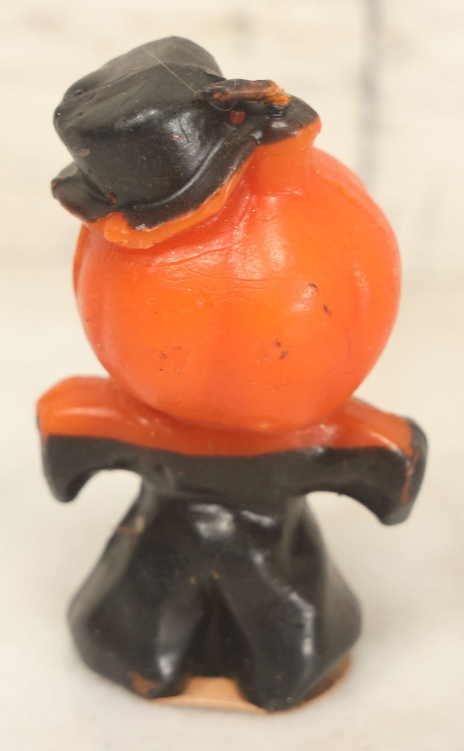Lot 113 - Grouping Of Four Vintage Halloween Wax Candle Figures, Including Cat In Front Of Moon On Fence, Pumpkin Man, Both By Gurley Novelty Co., Buffalo, New York, And Remnants Of Two Other Pumpkin Candles