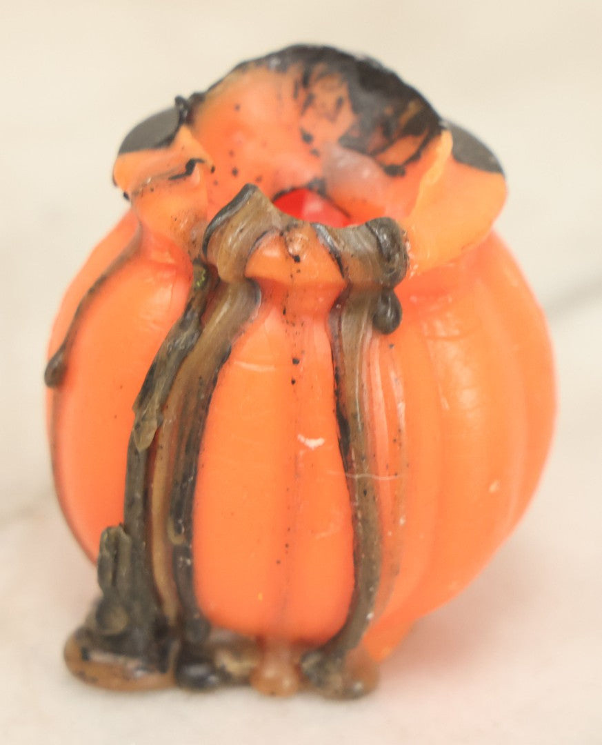 Lot 113 - Grouping Of Four Vintage Halloween Wax Candle Figures, Including Cat In Front Of Moon On Fence, Pumpkin Man, Both By Gurley Novelty Co., Buffalo, New York, And Remnants Of Two Other Pumpkin Candles