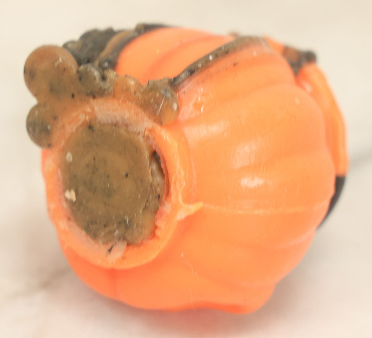 Lot 113 - Grouping Of Four Vintage Halloween Wax Candle Figures, Including Cat In Front Of Moon On Fence, Pumpkin Man, Both By Gurley Novelty Co., Buffalo, New York, And Remnants Of Two Other Pumpkin Candles