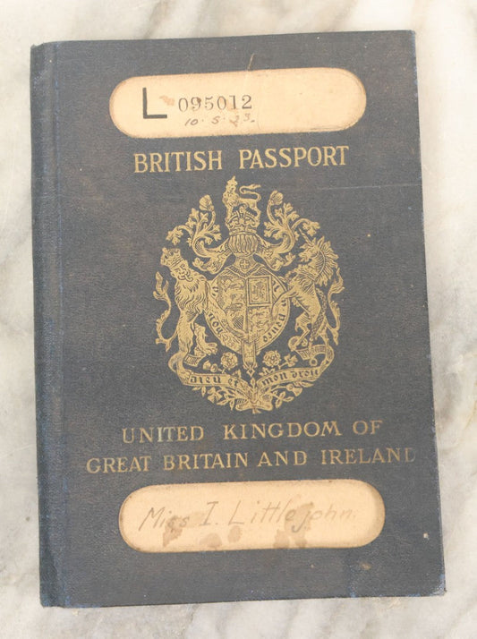 Lot 117 - Antique British Passport, United Kingdom Of Great Britain And Ireland, Belonging To Miss Isabel Littlejohn, Born April 13, 1888, Glasgow, Scotland, Issued 1923